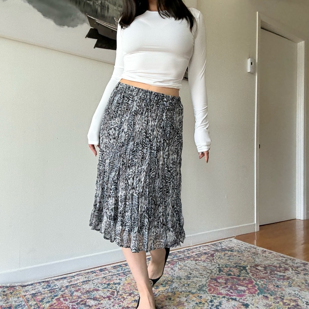 Vintage boho goth pleated midi skirt coquette retro skirt